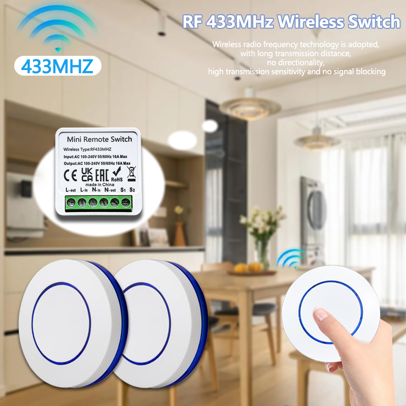 Diy Electronics Button - Interruttore Luce Wireless 433MHz con Ricevitore